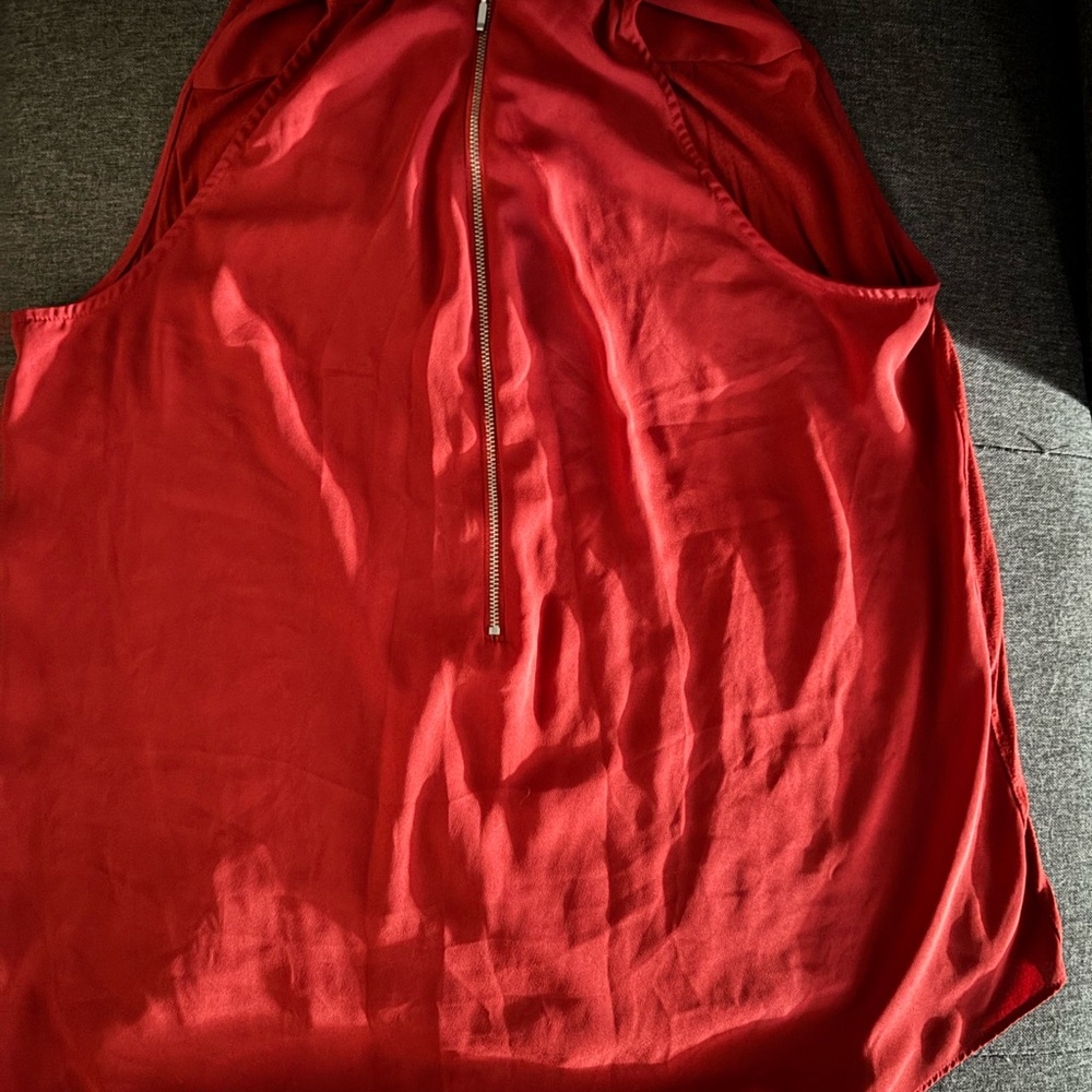 Red Sleeveless Zip-Back Tank Top